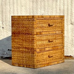 Vintage Coastal Wrapped Rattan Chest of Drawers