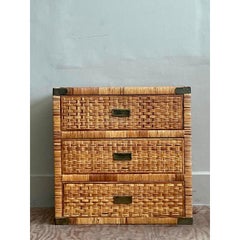 Vintage Coastal Wrapped Rattan Chest of Drawers