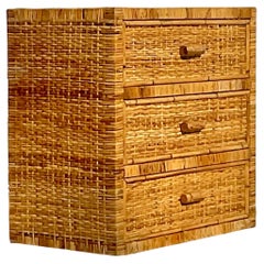 Vintage Coastal Wrapped Rattan Chest of Drawers