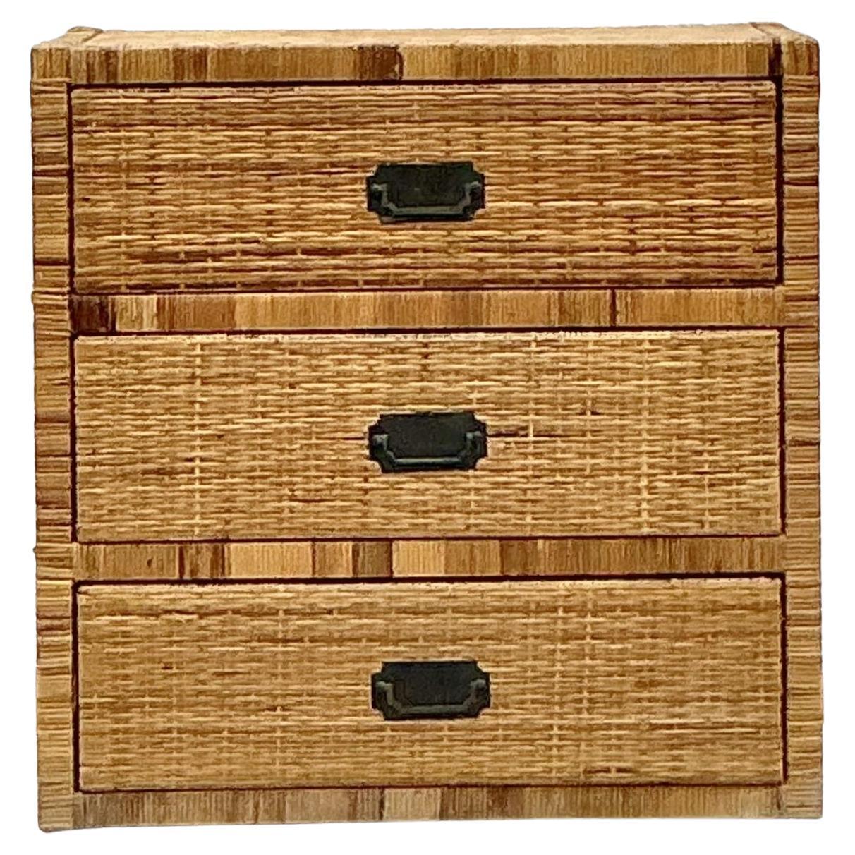 Vintage Coastal Wrapped Rattan Chest of Drawers