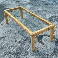 Vintage Coastal Wrapped Rattan Coffee Table