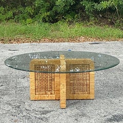 Vintage Coastal Wrapped Rattan Coffee Table