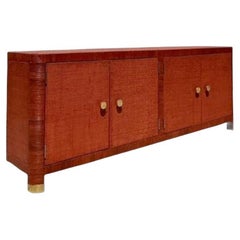 Vintage Coastal Wrapped Rattan Credenza