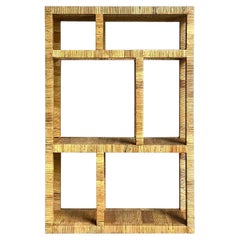 Vintage Coastal Wrapped Rattan Etagere