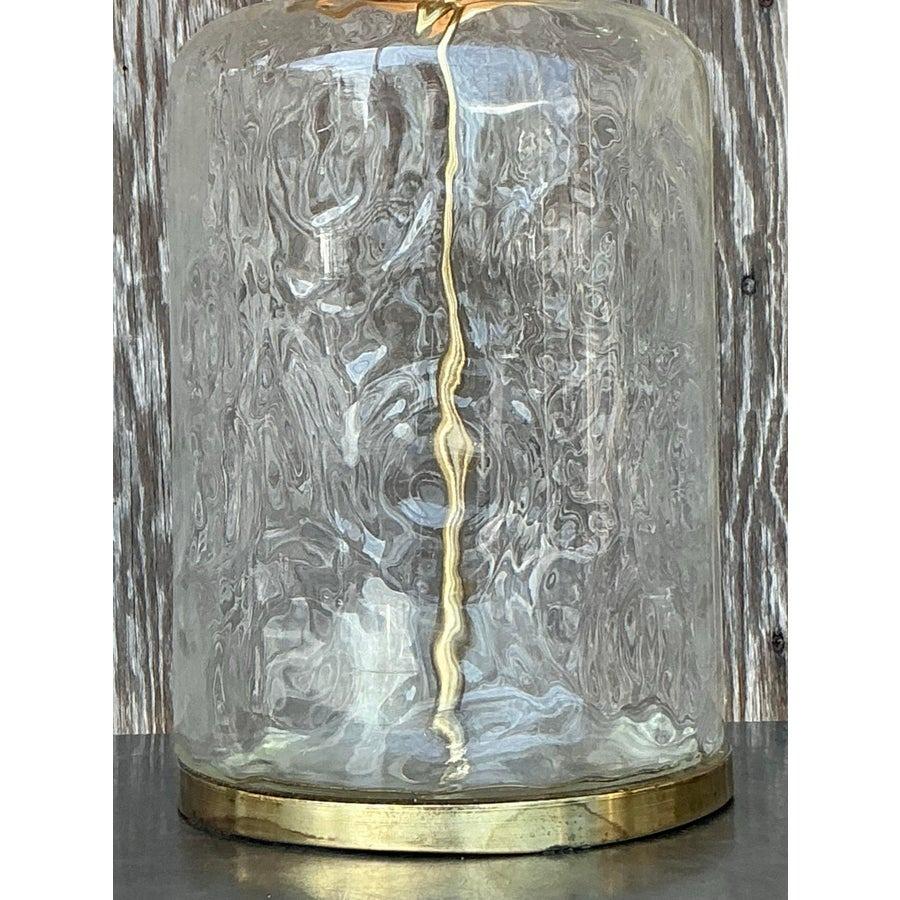Lampe d'époque en verre de rotin enveloppé de côte en vente 1