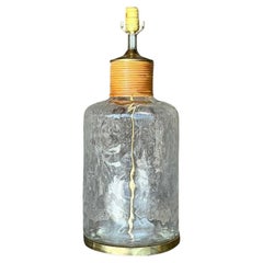 Lampe d'époque en verre de rotin enveloppé de côte