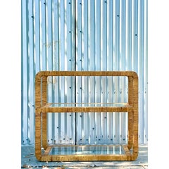 Vintage Coastal Wrapped Rattan Low Etagere