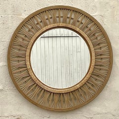 Vintage Coastal Wrapped Rattan Mirror