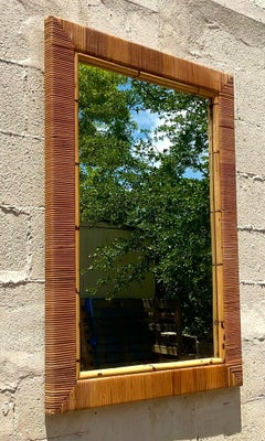 Vintage Coastal Wrapped Rattan Mirror