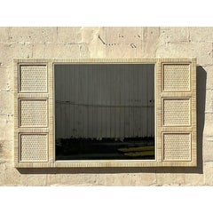 Vintage Coastal Wrapped Rattan Mirror