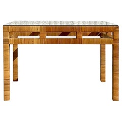 Vintage Coastal Wrapped Rattan Writing Desk