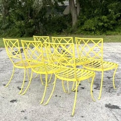 Vintage Coastal Wrought Iron Classic 2 Dining Chairs After Brown Jordan-Set of 6