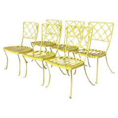 Vintage Coastal Wrought Iron Classic 2 Dining Chairs After Brown Jordan-Set of 6
