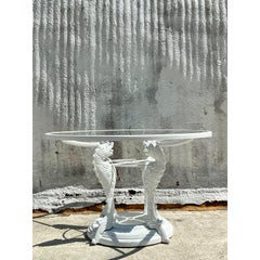 Vintage Coastal Wrought Iron Koi Dining Table