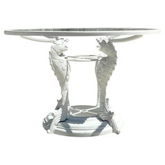 Vintage Coastal Wrought Iron Koi Dining Table
