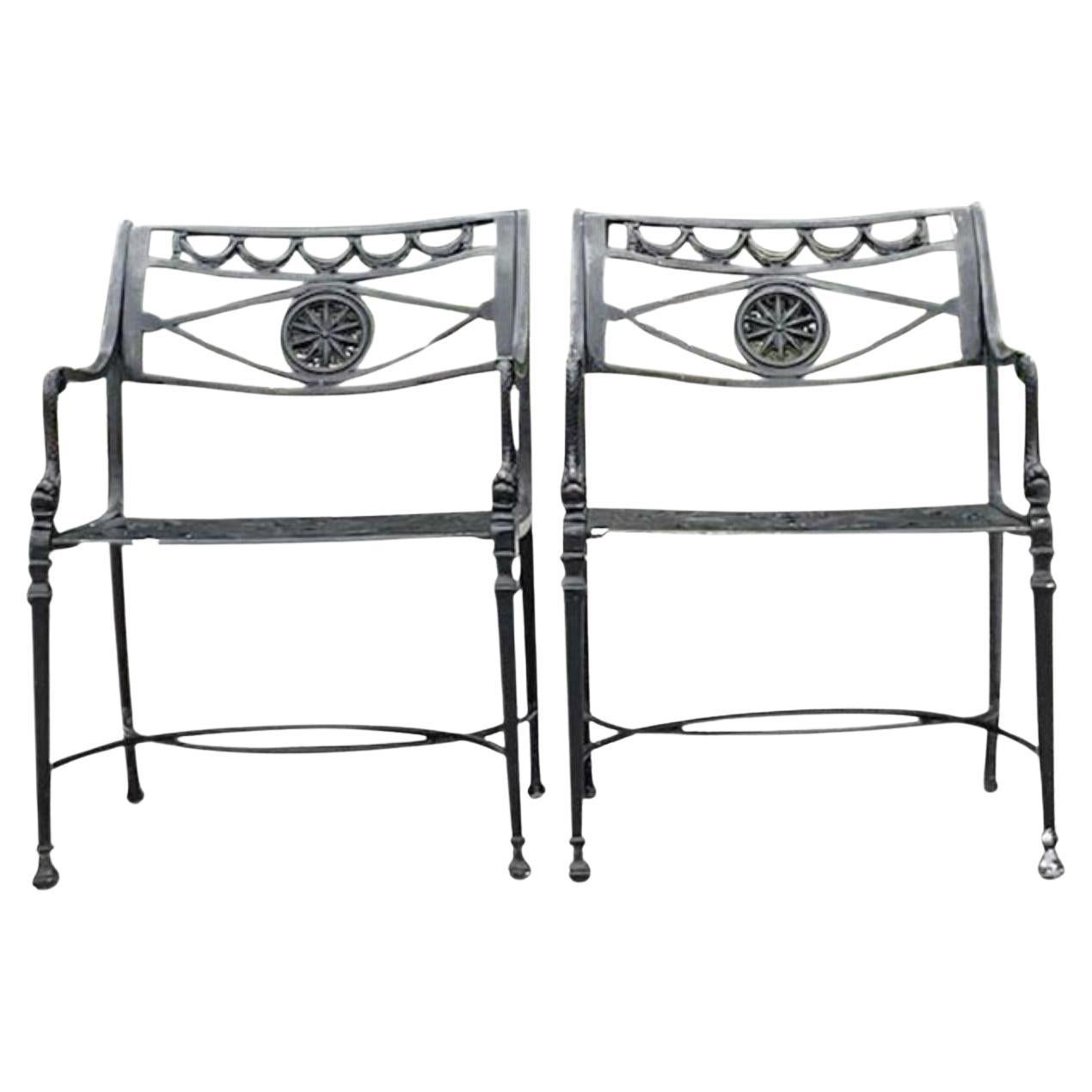 Vintage Coastal Wrought Iron Patio Chairs - a Pair