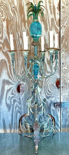 Vintage Coastal Wrought Iron Pineapple Lamp