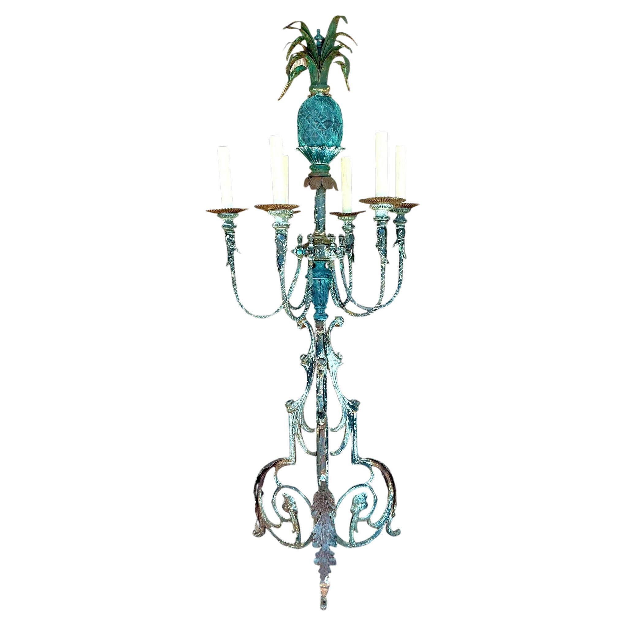 Vintage Coastal Wrought Iron Pineapple Lamp