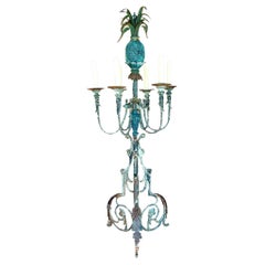 Vintage Coastal Wrought Iron Pineapple Lamp