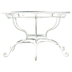 Retro Coastal Wrought Iron Scroll Dining Table