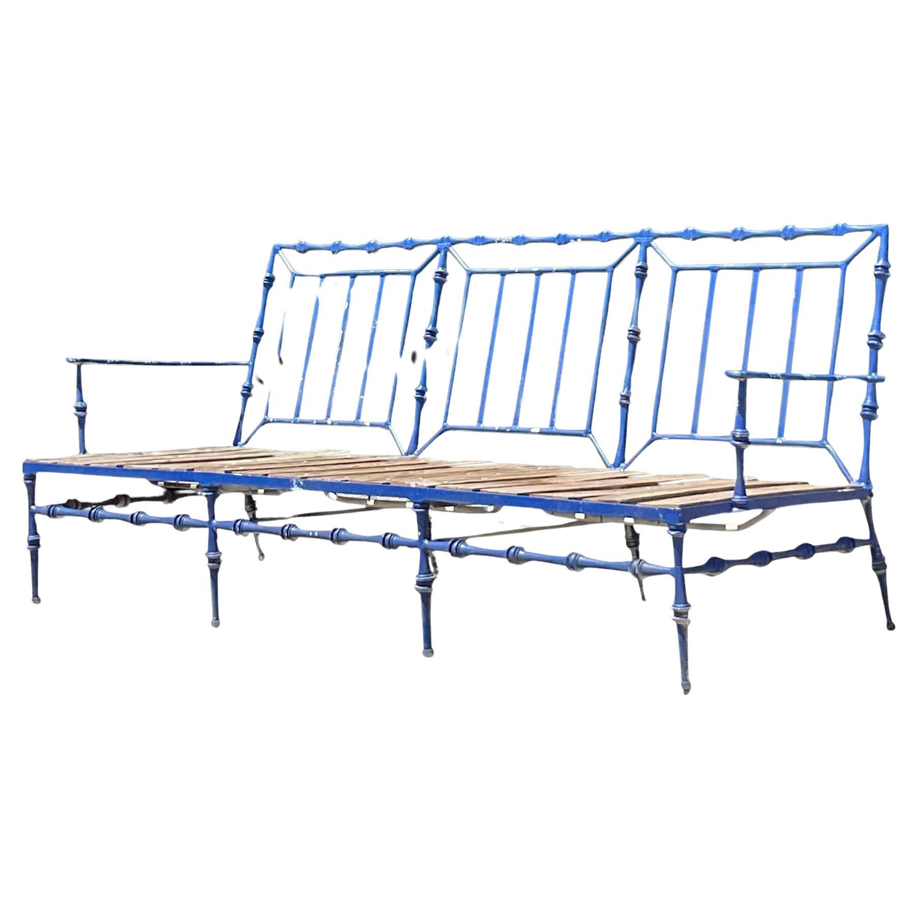Vintage Coastal Wrought Iron Sofa After Phyllis Morris For Sale