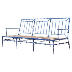 Retro Coastal Wrought Iron Sofa After Phyllis Morris