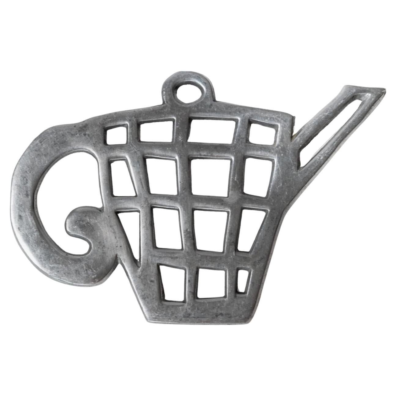 Vintage Coaster Metal Teapot Shaped for Hot Drinks and Pots Hoff Interieur 1960s For Sale