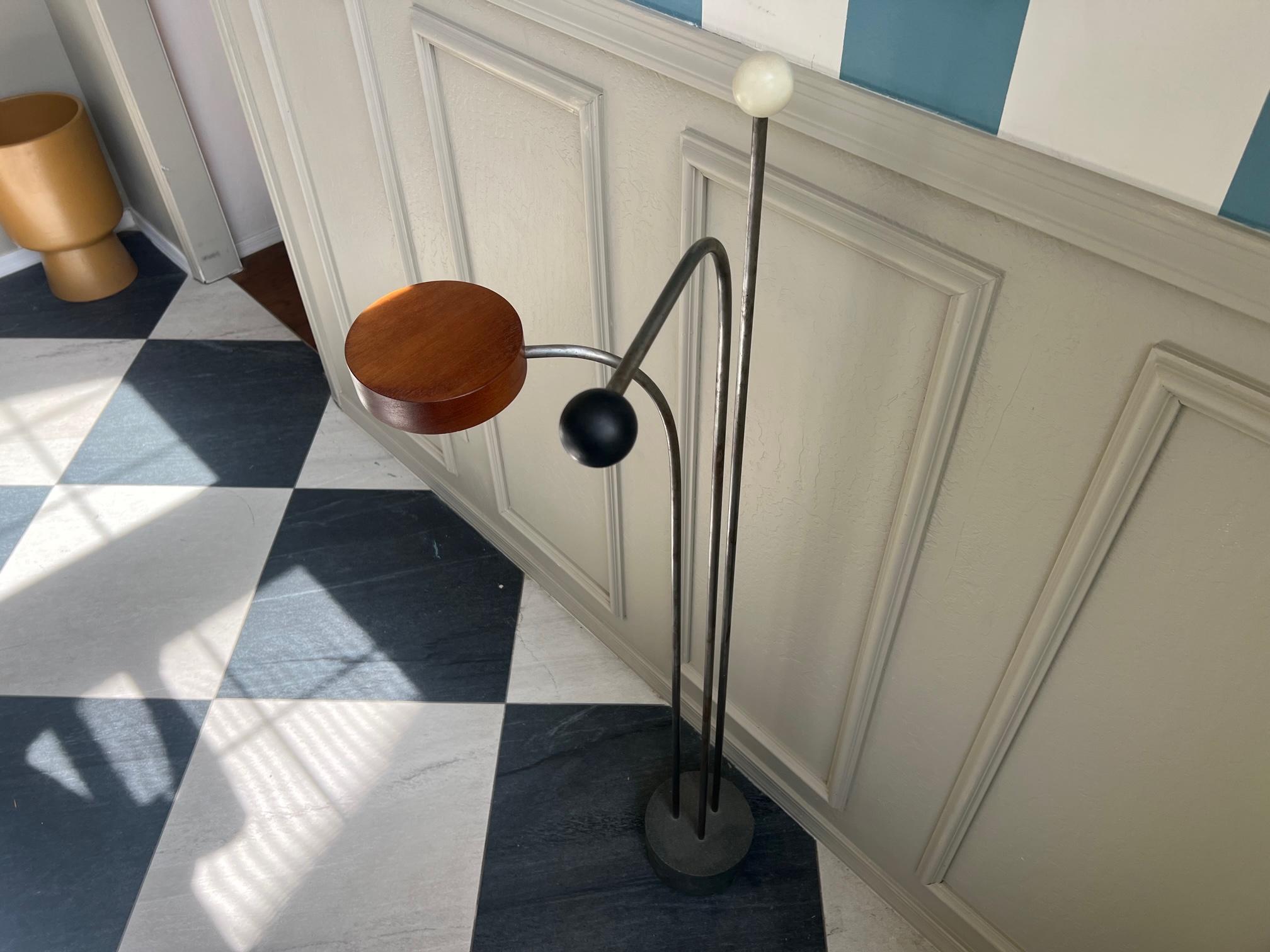Post-Modern vintage coat hat rack stand post modern mid century metal and wood For Sale