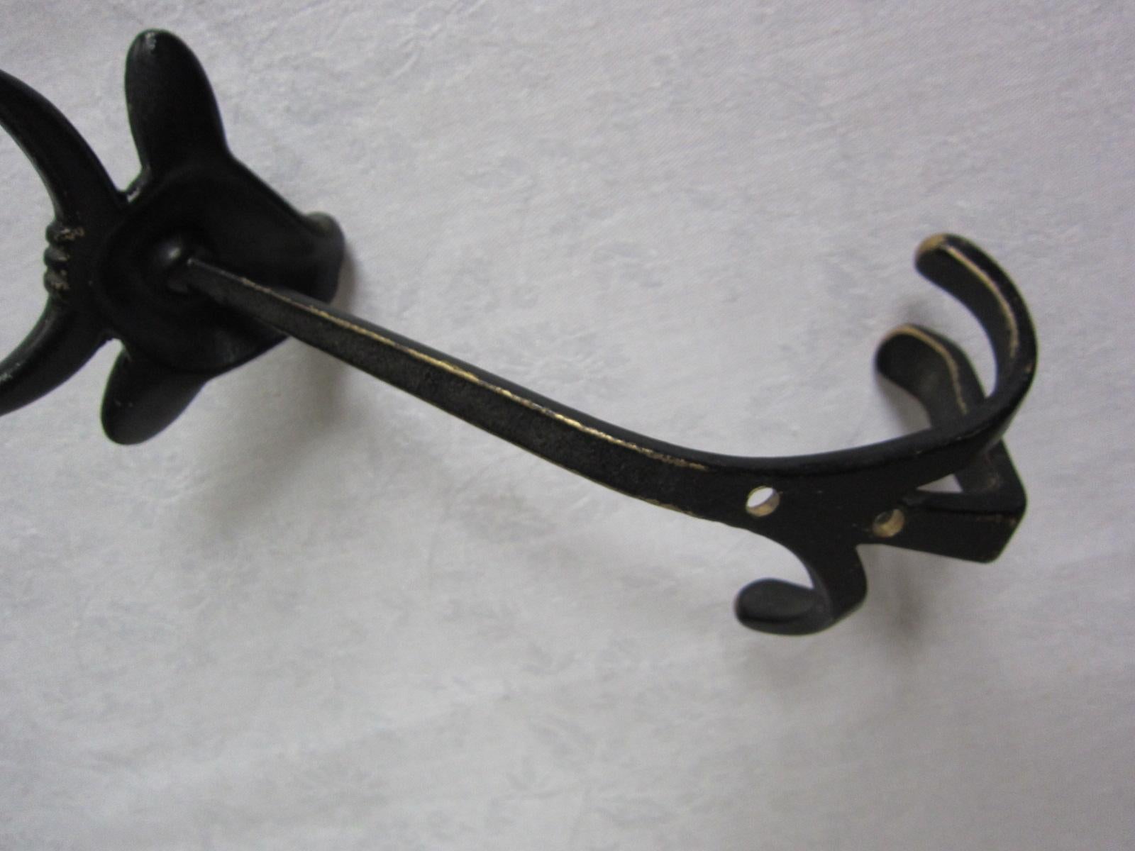 Vintage Coat hooks in shape of cat, lion, cow and monkey, 1950s Walter Bosse For Sale 6