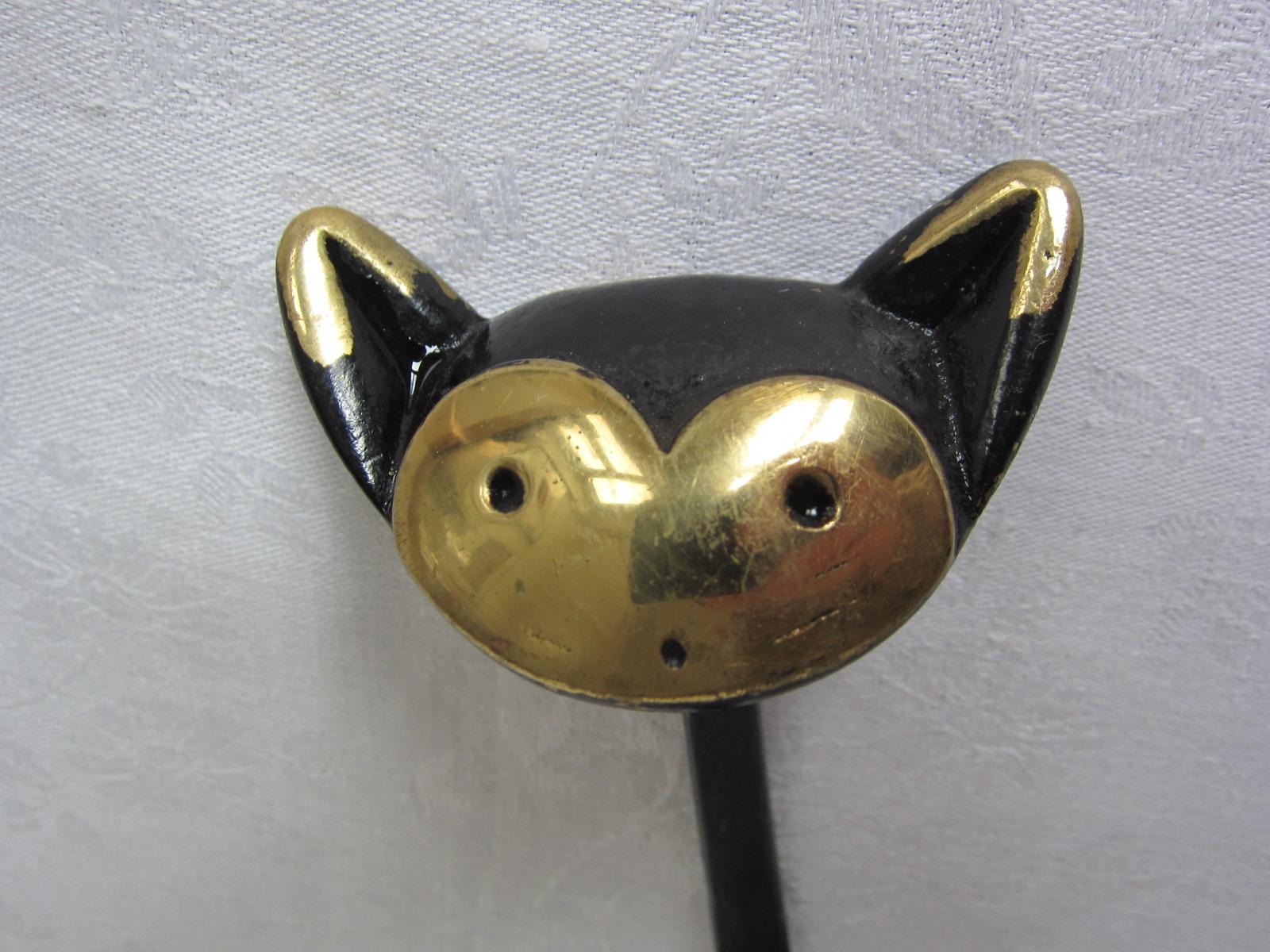 Vintage Coat hooks in shape of cat, lion, cow and monkey, 1950s Walter Bosse For Sale 12