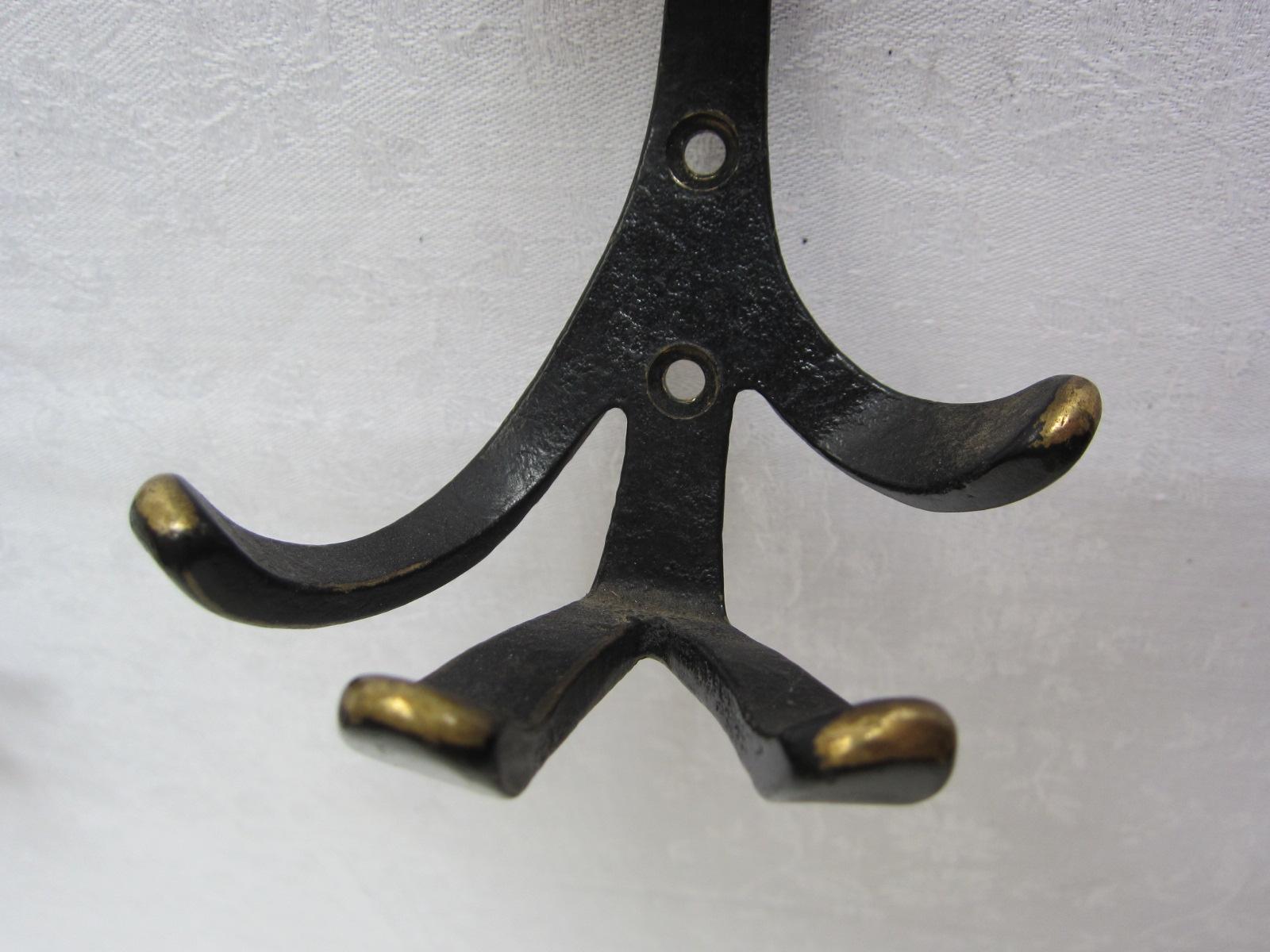 Brass Vintage Coat hooks in shape of cat, lion, cow and monkey, 1950s Walter Bosse For Sale