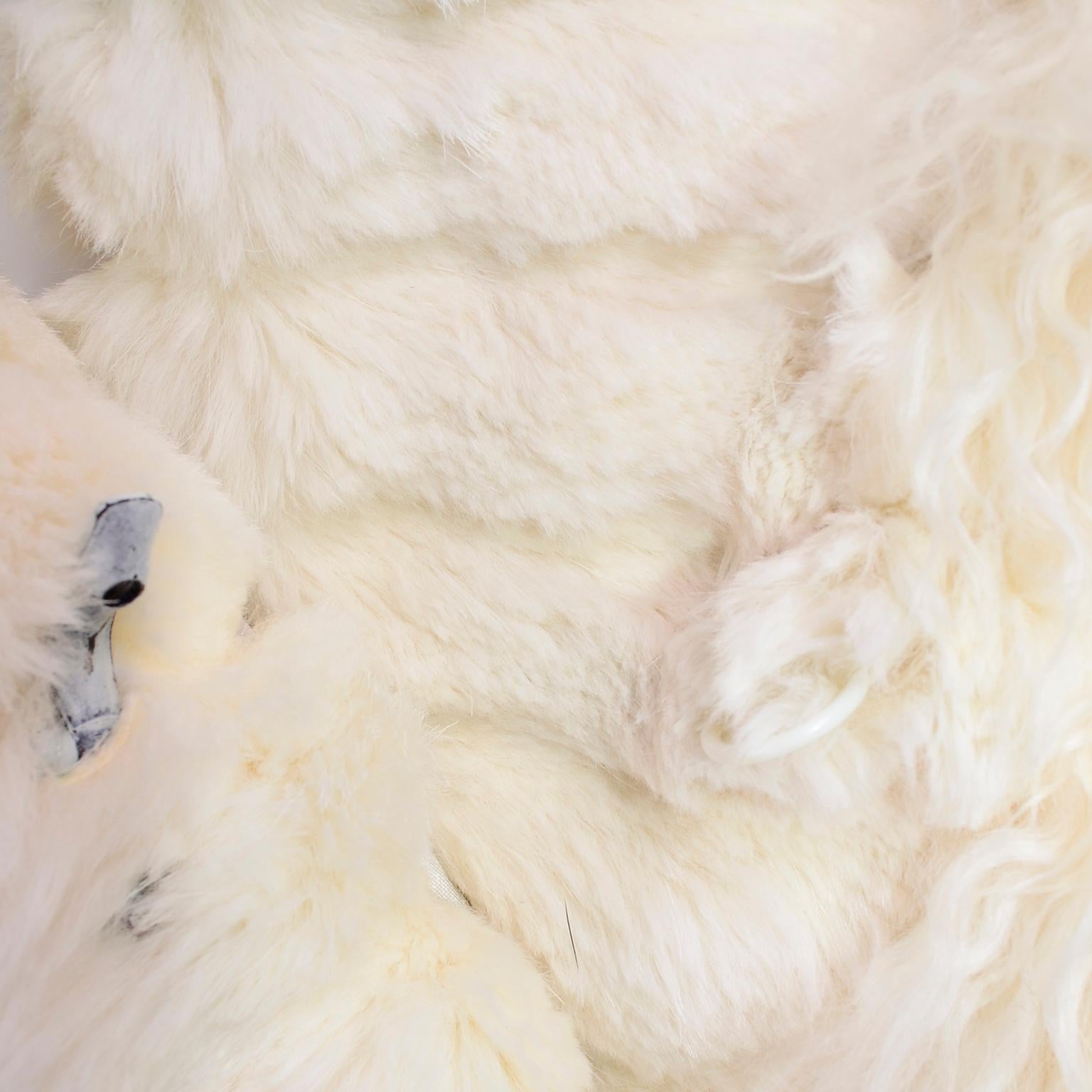  Ivory Cream Vintage Coat Tibetan Lamb Fur Jacket With Rabbit Fur Trim 3
