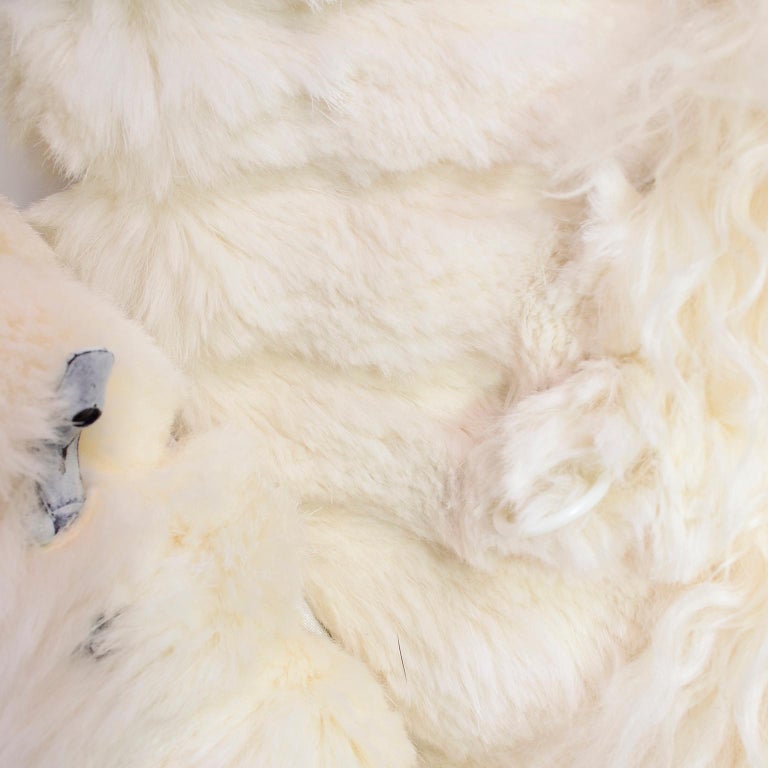 Ivory Cream Vintage Coat Tibetan Lamb Fur Jacket With Rabbit Fur Trim