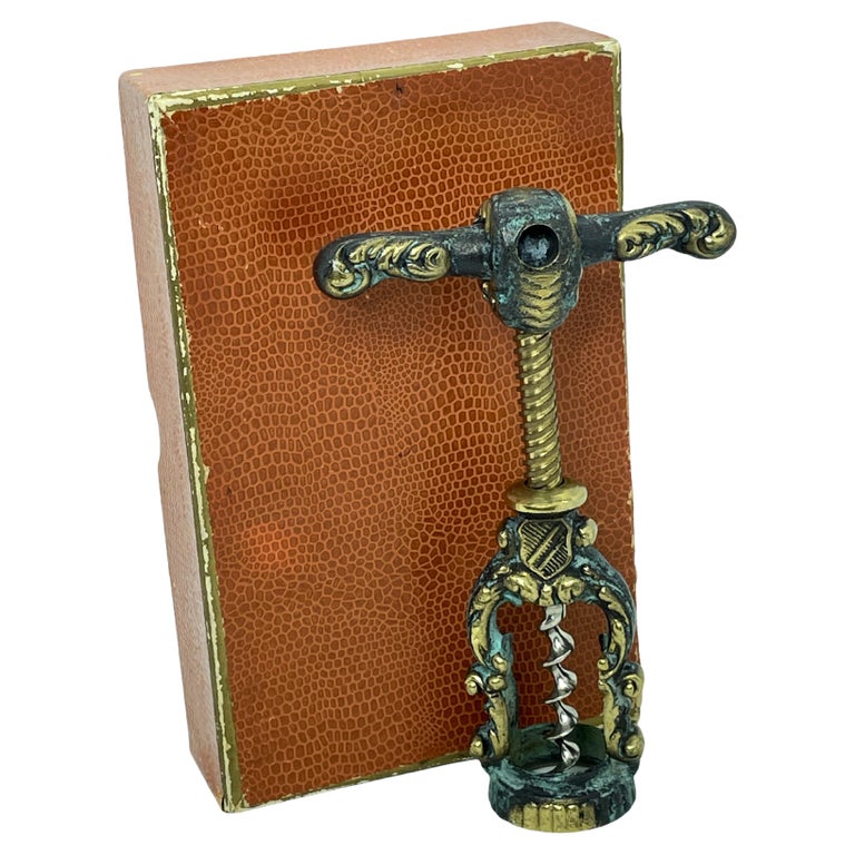 Vintage Coat of Arms Bronze Corkscrew in Original Box, Germany, 1950s