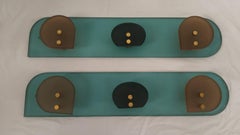 Vintage Coat Rack in colored glass and brass, Italy 1970s