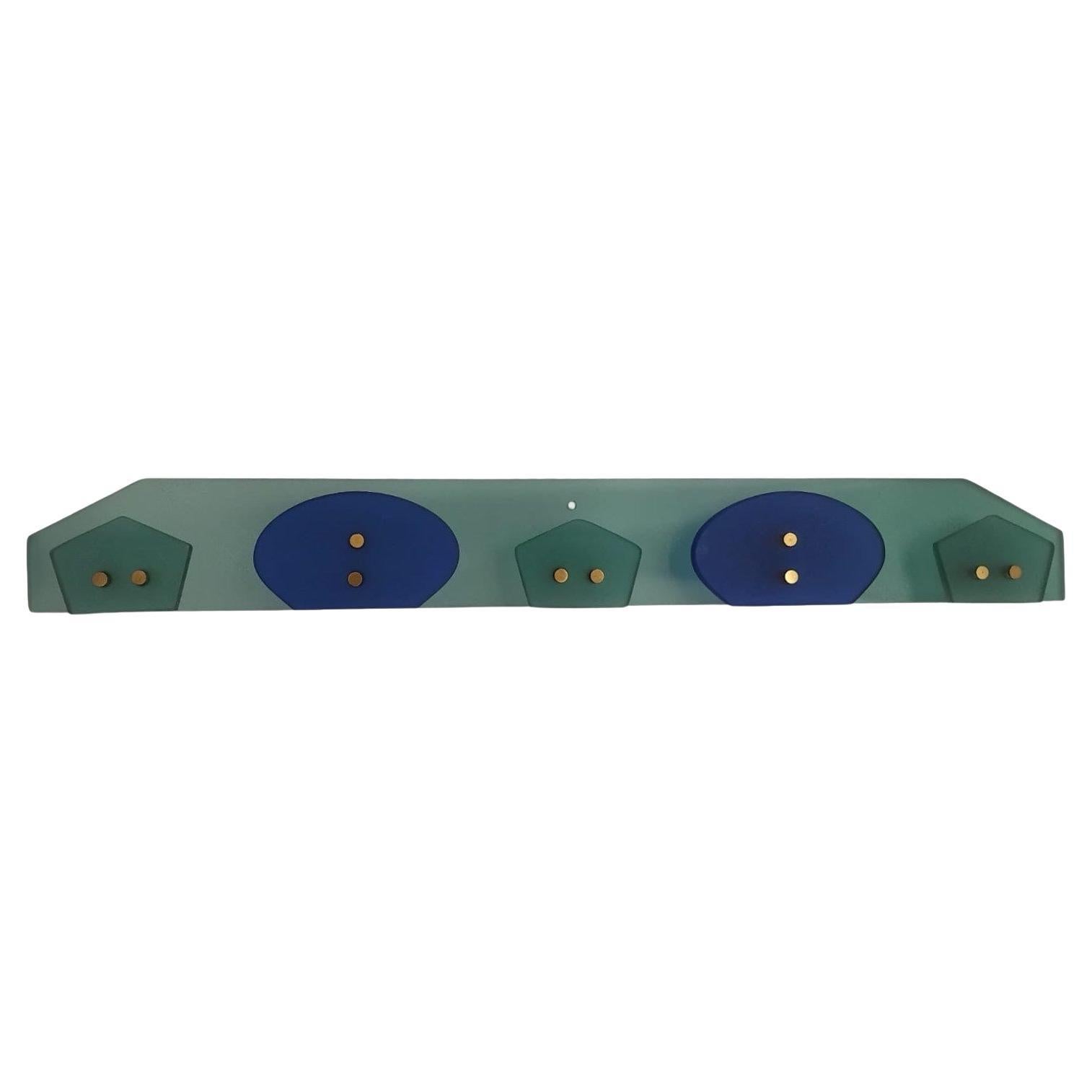 Vintage Coat Rack in colored glass and brass, Italy 1970s