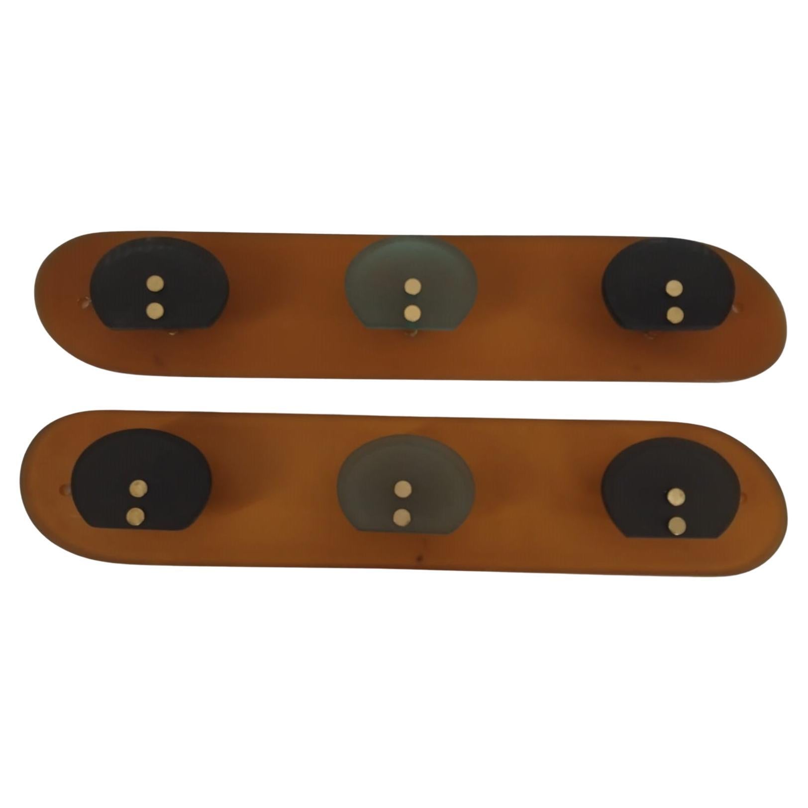 Appendiabiti vintage in vetro colorato e ottone, Italia anni 
70