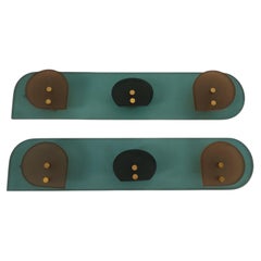 Vintage Coat Rack in colored glass and brass, Italy 1970s