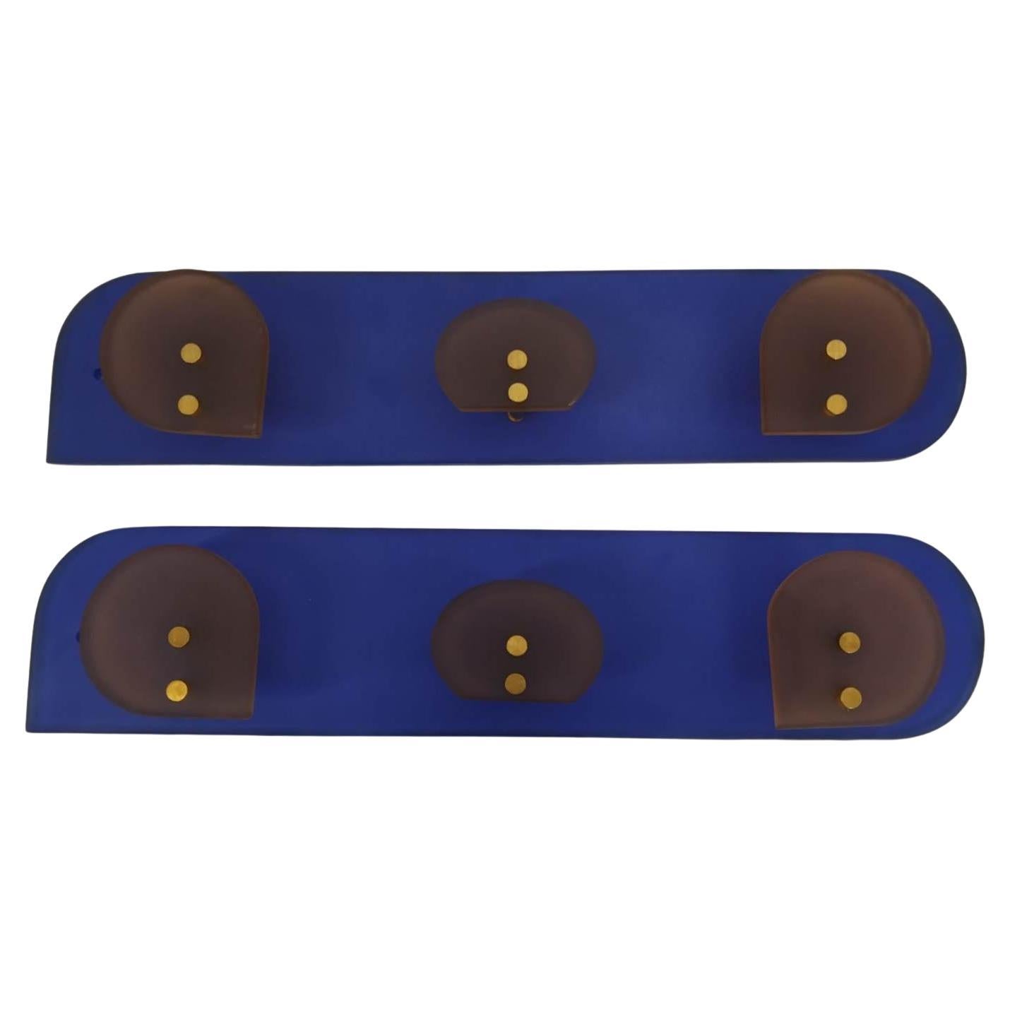 Appendiabiti vintage in vetro colorato e ottone, Italia anni 
70