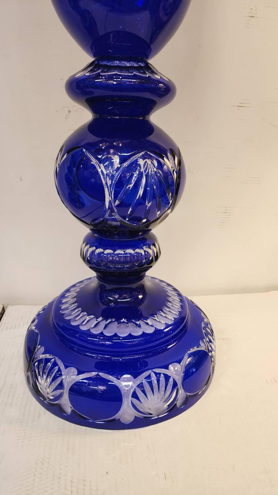 Vintage Cobalt Blue Bohemian Vase In Excellent Condition For Sale In Dallas, TX