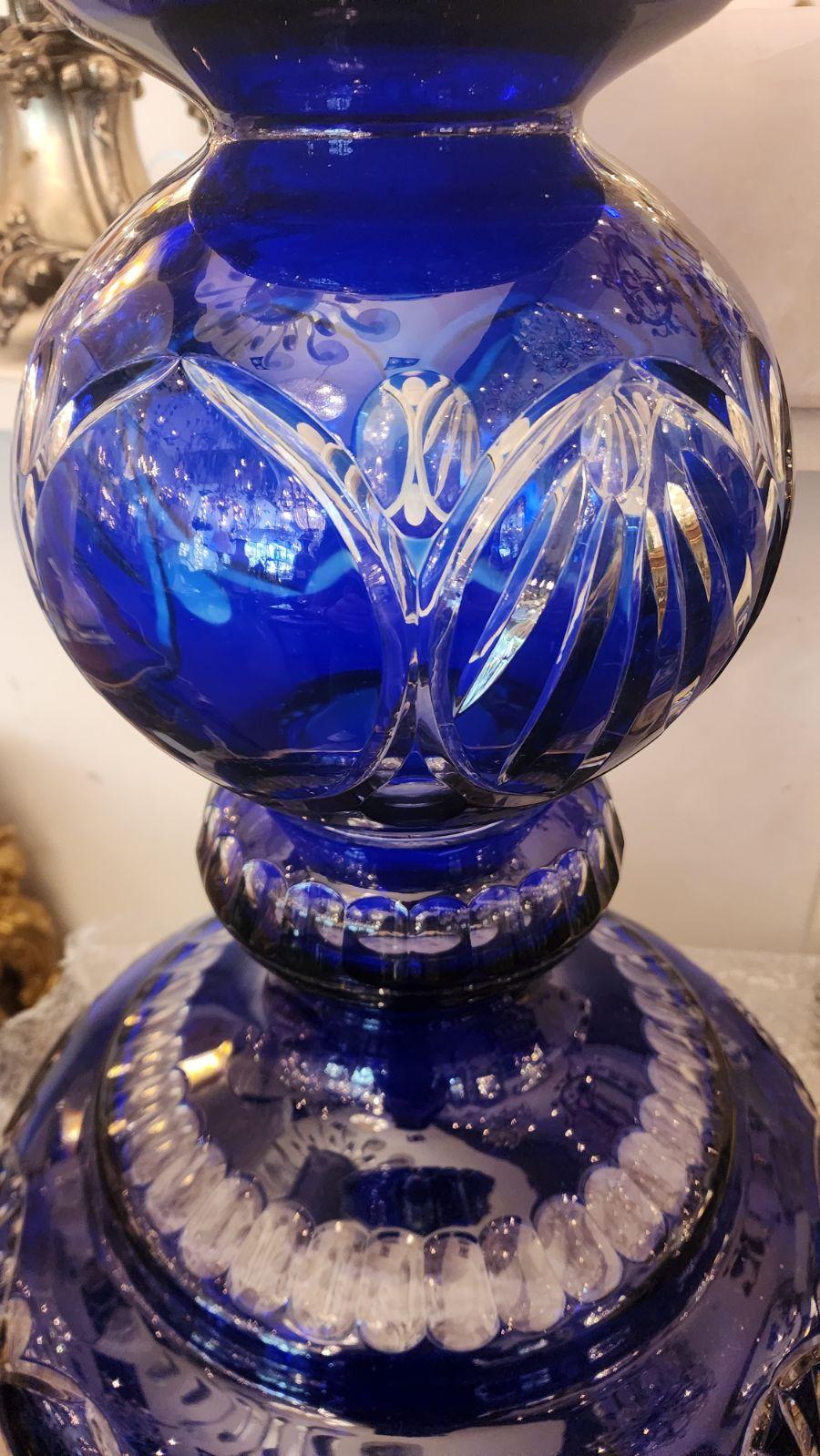 20th Century Vintage Cobalt Blue Bohemian Vase For Sale