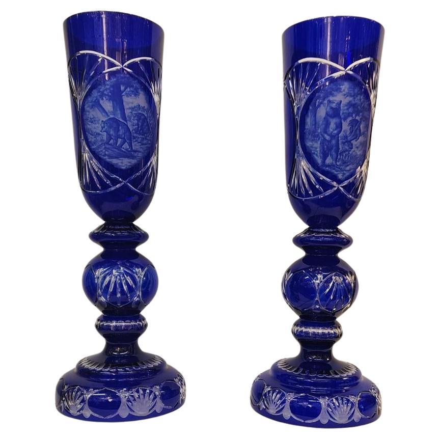 Vintage Cobalt Blue Bohemian Vase