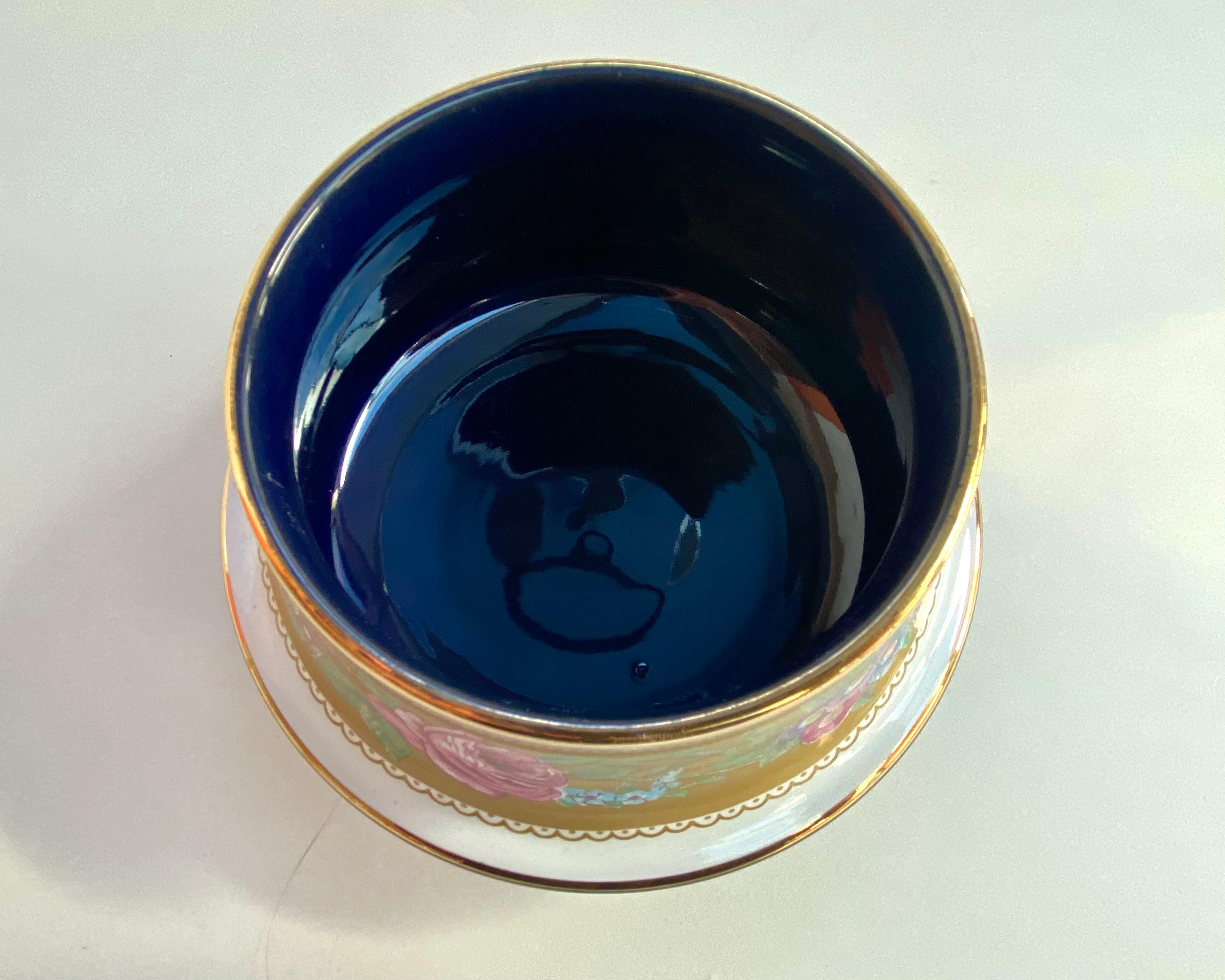 Mid-Century Modern Vintage Cobalt Blue Ceramic Candy or Sugar Bowl, Italy, 1970s