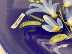 Vintage Cobalt Blue Ceramic Decorative Plate France 1960s