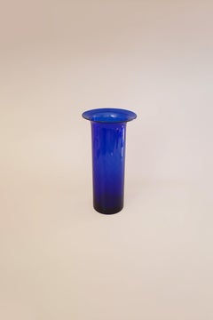 Vintage Cobalt Blue Glass Cylindrical Vase