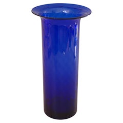 Vintage Cobalt Blue Glass Cylindrical Vase