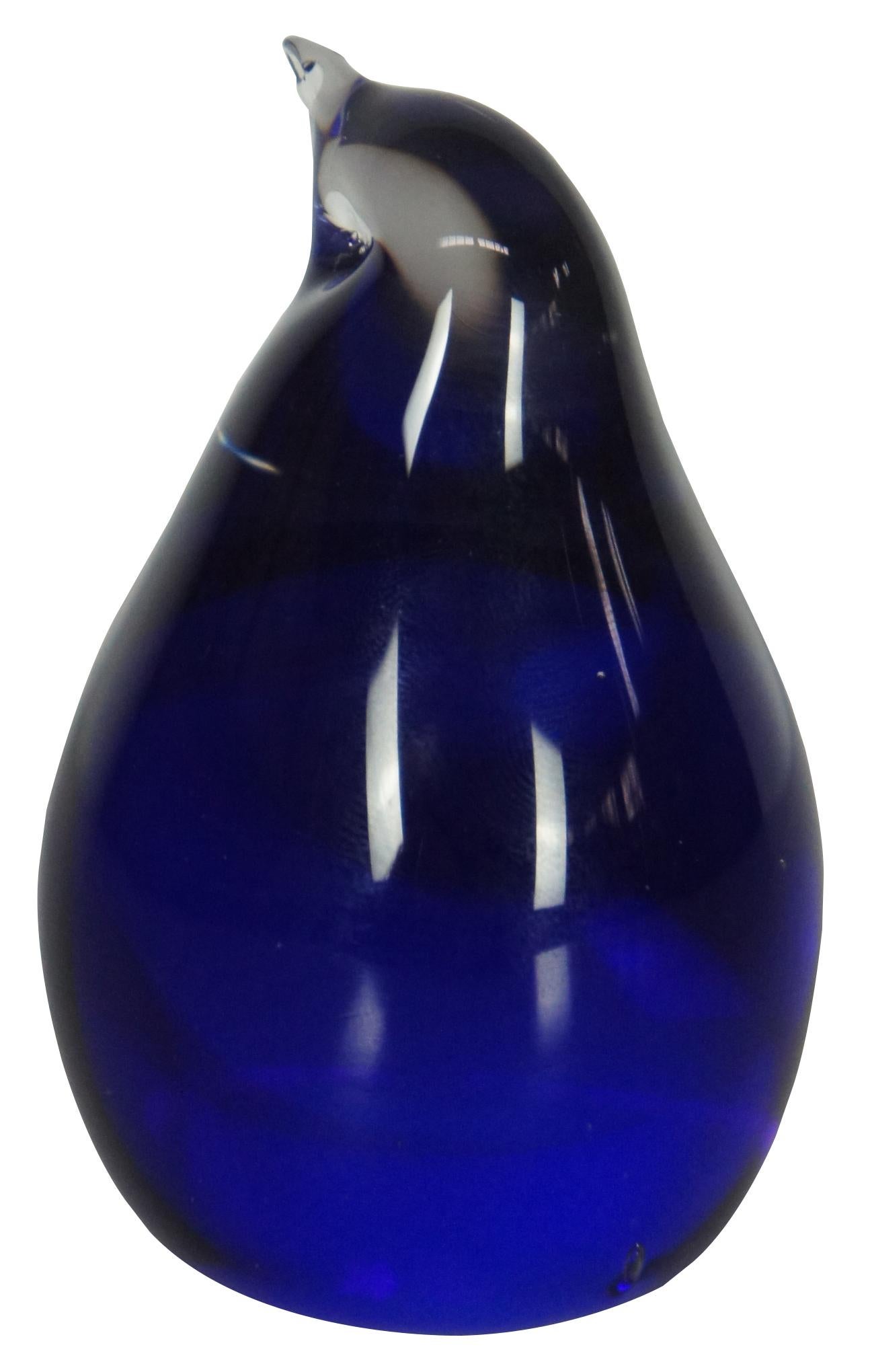 cobalt blue glass bird figurine