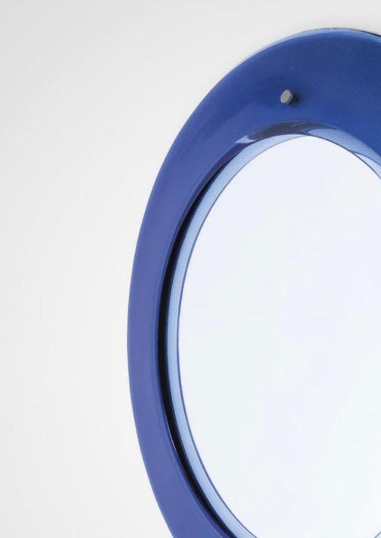 Vintage Cobalt Blue Glass Mirror by Max Ingrand for Fontana Arte In Good Condition For Sale In Los Angeles, CA