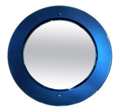 Miroir vintage en verre de Murano bleu cobalt de Max Ingrand pour Fontana Arte