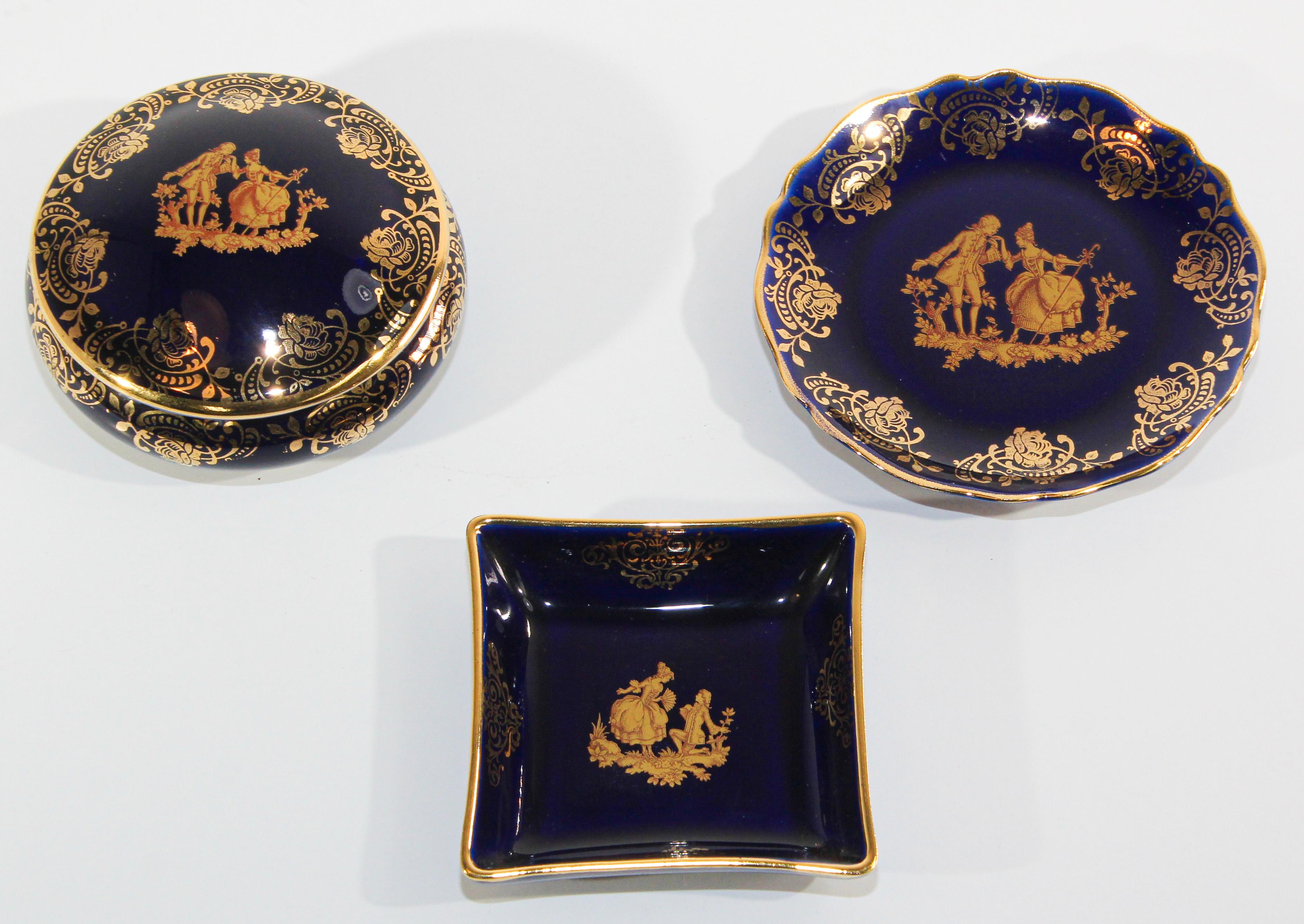 Jewelry Box LIMOGES Vintage Porcelain Lidded Trinket Box Ball shaped Ring Box